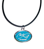 Friends Oval Necklace (Blue background/White hands)