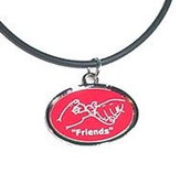 Friends Oval Necklace (Red background/White hands)