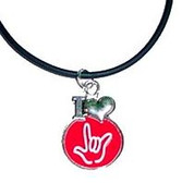 I (heart) I LOVE YOU HAND Necklace (Red background / White hand)
