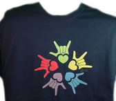 4 Hearts with Hands Colors, T-Shirt ( Adult)