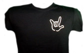 T Shirt with Sign " I LOVE YOU " Outline  hand (Gold or Silver Shinny ) ADULT SIZE