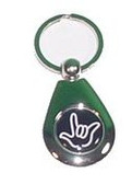 Keychain Tear drop with Black & White " I LOVE YOU" Outline Hand