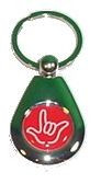 Keychain Tear drop with Red & White " I LOVE YOU" Outline Hand