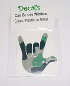 Auto Decals Sticker Window, I LOVE YOU HAND (Green Camouflage)
