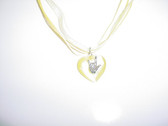 Heart with Sign hand " I LOVE YOU" Silk Necklace (Yellow)