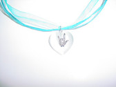 Heart with Sign hand " I LOVE YOU" Silk Necklace (TEAL)