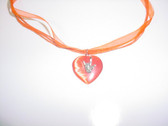 Heart with Sign hand "I LOVE YOU" Silk Necklace (ORANGE)