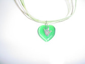 Heart with Sign hand " I LOVE YOU" Silk Necklace (GREEN)