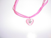 Heart with Sign hand " I LOVE YOU"  Silk Necklace (PINK)