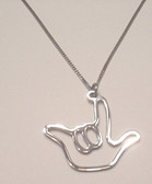 I LOVE YOU SIGN OUTLINE NECKLACE  (Stainless Steel) DeafGifts Exclusive!