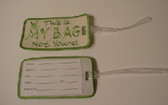 Luggage Tag with ILY Sign Hand (Tan and Lime Merrow) Embroidery