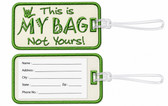 SIGN LANGUAGE ASL Luggage Tag with ILY Sign Hand (Tan and Lime Merrow) Embroidery