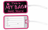 SIGN LANGUAGE ASL Luggage Tag with ILY Sign Hand (Black and Pink Merrow) Embroidery