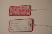 Luggage Tag with ILY Sign Hand (Pink and Hot Pink Merrow) Embroidery