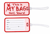 SIGN LANGUAGE ASL Luggage Tag with ILY Sign Hand (Pink and Hot Pink Merrow) Embroidery