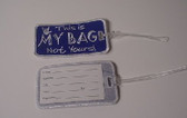 Luggage Tag with ILY Sign Hand (Royal and White Merrow) Embriodery