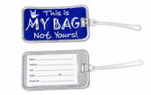 SIGN LANGUAGE ASL Luggage Tag with ILY Sign Hand (Royal and White Merrow) Embriodery