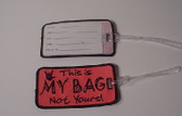 Luggage Tag with ILY Sign Hand (Pink and Black Merrow) Embriodery