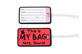 SIGN LANGUAGE ASL Luggage Tag with ILY Sign Hand (Pink and Black Merrow) Embriodery