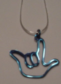 I LOVE YOU SIGN OUTLINE NECKLACE (Stainless Steel) BLUE