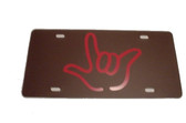 Auto License Plate with I LOVE YOU Sign Hand(Brown/Red Hand)