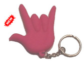 2-D I LOVE YOU Keychain Soft PVC (Hot Pink) Deaf Exclusive !