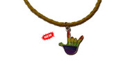 Rainbow I LOVE YOU hand Necklace with Yellow Cord