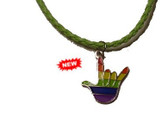 Rainbow I LOVE YOU hand Necklace with Lime Cord