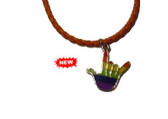 Rainbow I LOVE YOU hand Necklace with Orange Cord