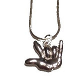 Cartoon hand I LOVE YOU Necklace (SILVER PLATED)