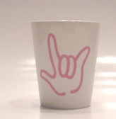 Shot Glass Ceramic I LOVE YOU Outline (Pink)