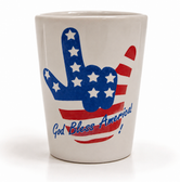 SIGN LANGUAGE ASL Shot Glass Ceramic I LOVE YOU Outline (USA)