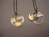 Two Tone Disc Plate with "I LOVE YOU" hand (Gold & Stainless Steel) Necklace