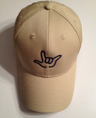 Tan Cap with Outline Hand  "I LOVE YOU "  (NAVY THREAD)