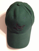 Forest Green Cap with Outline Hand  "I LOVE YOU "  (BLACK THREAD)