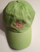 Citrus Cap with Outline Hand  "I LOVE YOU "  (PINK THREAD)