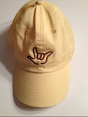 Butter Yellow Cap with Outline Hand  "I LOVE YOU "  (BROWN THREAD)