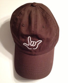 Brown Cap with Outline Hand  "I LOVE YOU "  (WHITE THREAD)