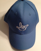 Sky Blue Cap with Outline Hand  "I LOVE YOU "  (WHITE THREAD)