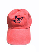 Sign Language  Hand  Outline"I LOVE YOU " CAP (CORAL WITH BLACK THREAD)