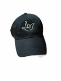 Sign Language  Hand  Outline"I LOVE YOU " CAP (BLACK WITH WHITE THREAD)