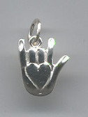 Palm in Heart ILY Sterling Silver Pendant
