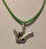 I LOVE YOU Hand Charm words say " I LOVE YOU" Sudue Necklaces (Lime)