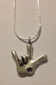 I LOVE YOU Hand Charm words say " I LOVE YOU" Snake Chain Necklaces (Silver )