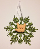 Snow Flakes Ornaments with Sign Hand " I LOVE YOU" ( Lime)
