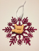 Snow Flakes Ornaments with Sign Hand " I LOVE YOU" ( Fuschia)
