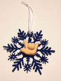 Snow Flakes Ornaments with Sign Hand " I LOVE YOU" ( Navy Blue)