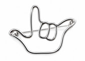 SIGN LANGUAGE ASL " I LOVE YOU" OUTLINE HAND PIN ( SILVER)