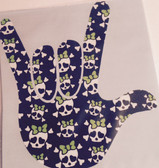 AUTO DECALS STICKER LARGE FULL HAND I LOVE YOU (SKULLS N LIME BOWS)