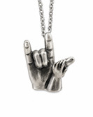 SIGN LANGUAGE ASL Mother/Child Necklace (Antique Silver)